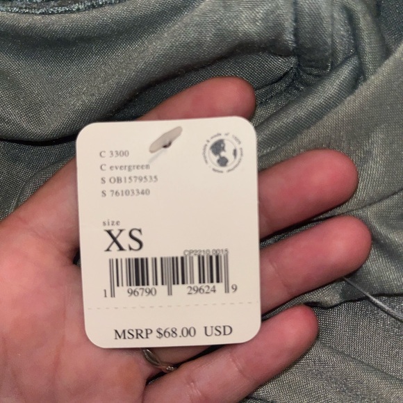 Free People NWT Green Velvet Top Size: XS - Picture 6 of 7